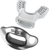 Shock Doctor Interchange - Chassis + Shield | kleur Silver Chrome | mondbeschermer, opzetstuk, bitje | geschikt voor meerdere sporten | American football|