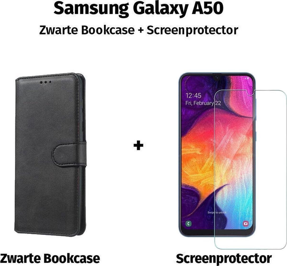 HGA Telefoonhoesje - Book Case - Geschikt Voor Samsung Galaxy A50 - Zwart