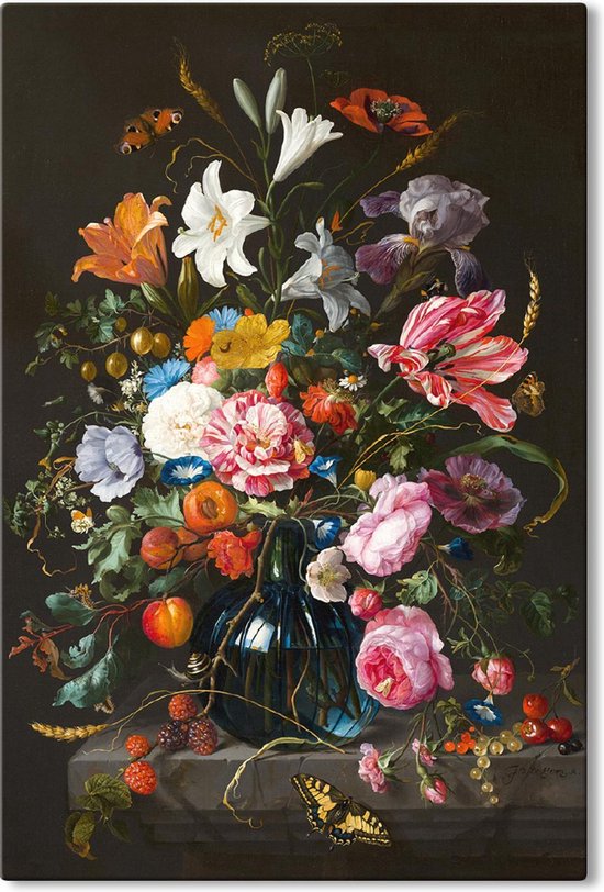 Canvas Schilderij Vaas met bloemen - Jan Davidsz de Heem - 100x150 cm