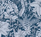 Livingwalls behangpapier tropische bladeren blauw, grijs en wit - AS-375206 - 53 cm x 10,05 m