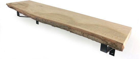 Meting schuintrekken vallei Eiken wandplank robuust boomstam 100 x 25 cm met plankdragers | bol.com