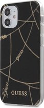 Zwart hoesje van Guess - Backcover - iPhone 12 Mini - Gouden Ketting TPU