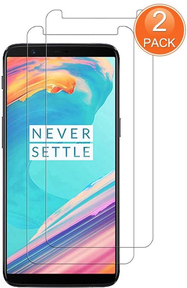 Screenprotector Glas - Tempered Glass Screen Protector Geschikt voor: OnePlus 5T - 2x