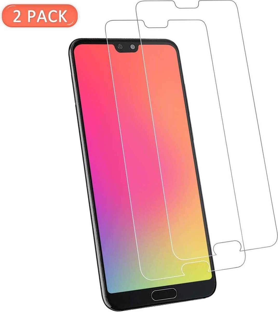 Screenprotector Glas - Tempered Glass Screen Protector Geschikt voor: Huawei P20 - 2x