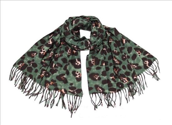 Warme dames sjaal - leopard - Groen / Zwart | bol