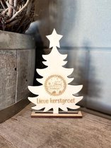 Kerstattentie / kerstboompje / van hout / met tekst / kerstmis
