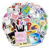 Love & Peace, Hippie & Protest stickers - 50x - voor laptop, ipad, muur, deur etc.