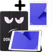 Hoes Geschikt voor iPad 10.2 2020 Hoes Luxe Hoesje Book Case Met Screenprotector - Hoesje Geschikt voor iPad 8 Hoes Cover - Don't Touch Me