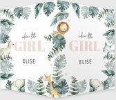 Geboortebord girl met jungle dieren en bladeren - 50x70 cm