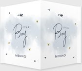 Raambord 'It's a boy' met blauwe waterverf - 50x70 cm