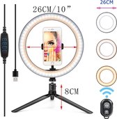 Selfie Ring Tripod - 10 inch - USB - Smartphone - LED