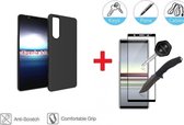 2-In-1 Screenprotector Hoesje Bescherming Protector Set Geschikt Voor Sony Xperia 5 II - Full Cover 3D Edge Tempered Glass Screen Protector Met Siliconen Back Bescherm Hoes Cover Case - Doorz