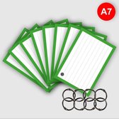 Flashcards 500 stuks A7 - 7.5x10.5cm Groen met perforatie en 10 XL ringen - FSC gecertificeerd duurzaam 300 grams karton - diervrije drukinkt - 100% vegan