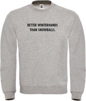 Wintersport sweater grijs M - Better winterhands than snowballs - zwart - soBAD. | Foute apres ski outfit | kleding | verkleedkleren | wintersporttruien | wintersport dames en here