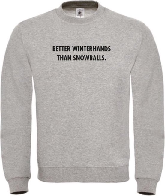 Wintersport sweater grijs M - Better winterhands than snowballs - zwart - soBAD. | Foute apres ski outfit | kleding | verkleedkleren | wintersporttruien | wintersport dames en heren