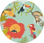 Made on Friday - Behangcirkel Jungle Friends  80x80 cm - Zelfklevend behang met matte textiel uitstraling