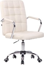 Bureaustoel - Bureaustoel voor volwassenen - Design - In hoogte verstelbaar - Stof - Crème - 56x60x103 cm
