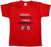 Rood baby shirt met "Sssssst... Papa en ik kijken Formule 1" - maat 80 - vaderdag, cadeautje, kraamcadeau, grappig, geschenk, baby, tekst