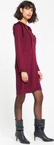 LOLALIZA Mini jurk met franjes en lange mouwen - Bordeaux - Maat 42