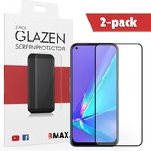 2-pack BMAX OPPO A72 Screenprotector Full Cover 5D / Full Cover Glas / Met volledige dekking / Beschermglas / Tempered Glass / Glasplaatje - Black/Zwart