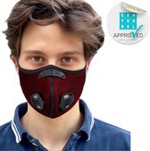 BREEZY luxe mondkapje - Rood mondmasker - maat Large verstelbaar - met 4x wegwerp filter & 4 ventielen vervangbaar - herbruikbaar comfortabel mond kapje voor sport - medische filte