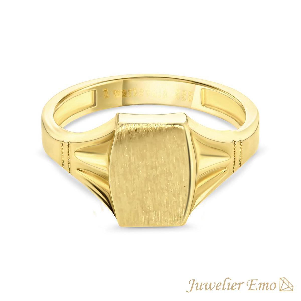 Juwelier Emo - 14 Karaat Gouden Kinderring jongens - KIDS - MATTE LOOK - MAAT 13.00