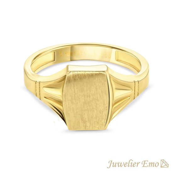Juwelier Emo - 14 Karaat Gouden Kinderring jongens - KIDS - MATTE LOOK - MAAT 13.50