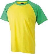 James and Nicholson - Heren Raglan T-Shirt (Geel/Groen)