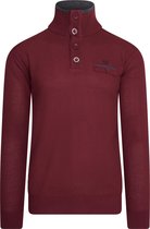 MZ72 - Heren Pullover - Troyerkraag - Fijn Gebreid - Borstzakje - Bordeaux Rood