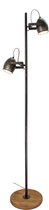 Chericoni - Dolce vloerlamp - 2 lichts - zwart black steel met vintage hout