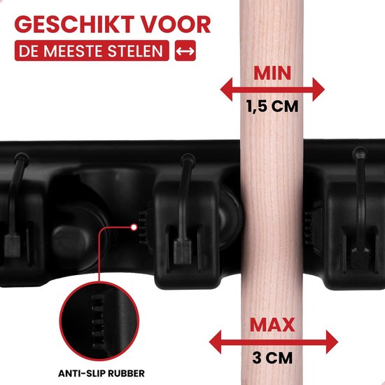 Zeer stevig ophangsysteem bezem en tuingereedschap - Bezemhouder voor 5 stelen ophangen - Wandhouder - Gereedschapshouder van ProPlus — afbeelding 4