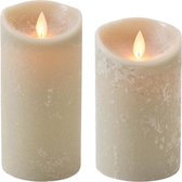 Set van 2x stuks Taupe bruine Led kaarsen met bewegende vlam - 12.5 en 15 cm - Sfeer stompkaarsen voor binnen
