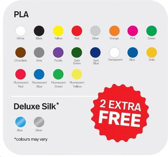 Polaroid Filament 3D Pen Box met 20 PLA kleuren +2 Deluxe Silk