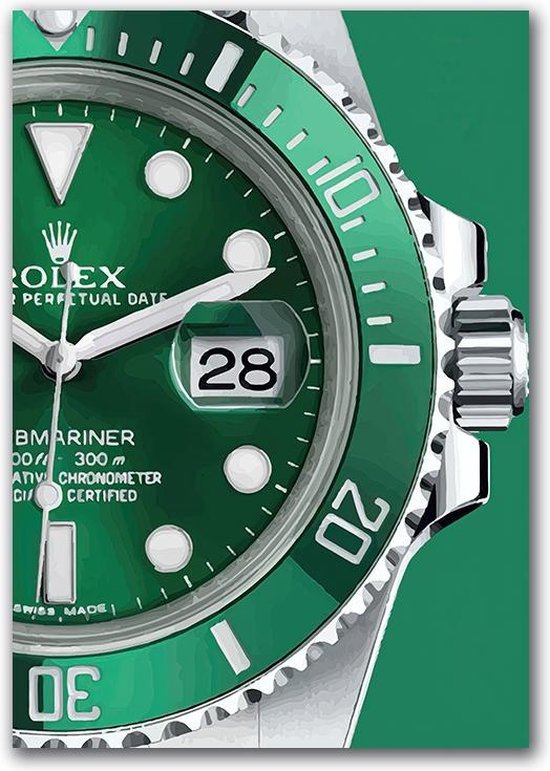 bol com canvas experts schilderij doek met exclusief rolex horloge groen maat 60x90cm alleen