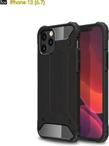 Sterke Armor-Case Bescherm-Cover Hoes voor iPhone 12 - 12 Pro - Zwart