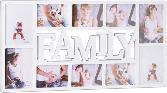 relaxdays fotolijst Family - 10 foto‘s - familie - collagelijst wandmontage - fotocollage zwart