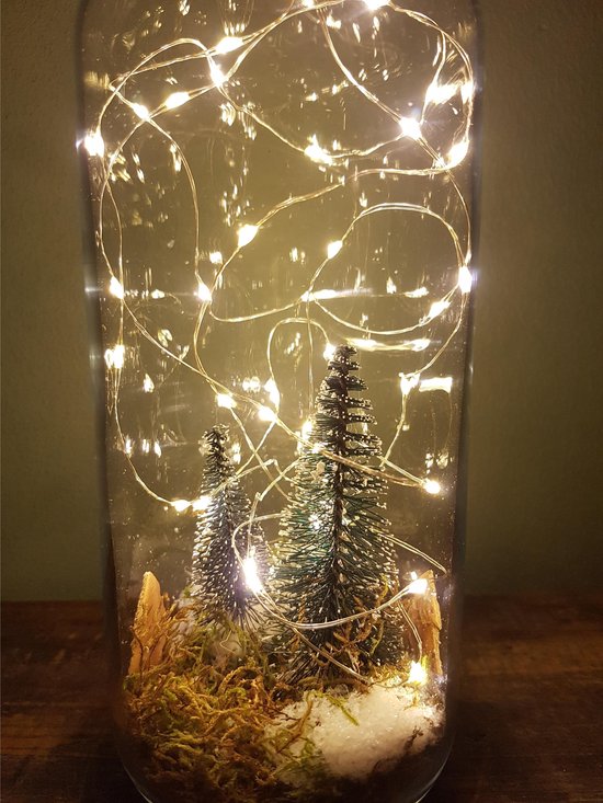 Kerst - Winter - Arrangement - Decoratie / in Vaas / Glas / Fles met kurk -  Led... | bol.com