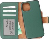 DiLedro iPhone 12 Pro Max Uitneembare Leer Hoesje Shock Proof - Moss Green