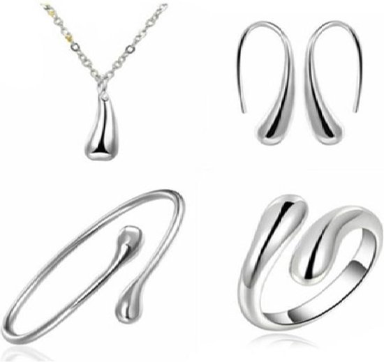 Loutade Zilveren sieradenset voor dames, 4 stuks, 925 sterling zilver Loutade Zilveren sieradenset voor dames, 4 stuks, 925 sterling zilver