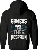 Gamers don't die vest Heren / Dames Blauw – Gamer vest met capuchon Dames – Perfect Sweatvest Cadeau – Hoodie met rits