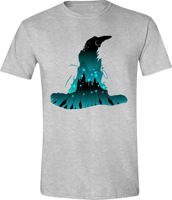 HARRY POTTER - SORTING HAT SILHOUETTE MEN T-SHIRT - HEATHER GREY