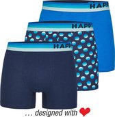 Happy Shorts 3-Pack Boxershorts Heren Blauwe Stippen -  XXL