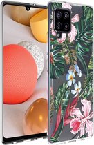iMoshion Design voor de Samsung Galaxy A42 hoesje - Jungle - Groen / Roze