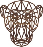 Geometrische Dieren Aap - Noten hout - M (35x39 cm) - Cadeau - Kinderen - Geschenk - Woon decoratie - Woonkamer - Slaapkamer - Geometrische wanddecoratie - WoodWideCities