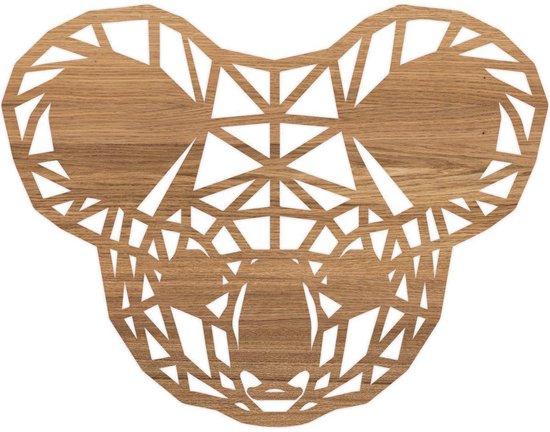 Geometrische Dieren Koala - Eiken hout - M (45x35 cm) - Cadeau - Kinderen - Geschenk - Woon decoratie - Woonkamer - Slaapkamer - Geometrische wanddecoratie - WoodWideCities