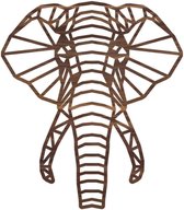 Geometrische Dieren Olifant - Noten hout - M (35x40 cm) - Cadeau - Kinderen - Geschenk - Woon decoratie - Woonkamer - Slaapkamer - Geometrische wanddecoratie - WoodWideCities