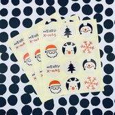 36x Kerststickers / Stickers Kerst | 3 stickervellen met o.a. kerstman, sneeuwpop, kerstboom, rendier | 30 mm