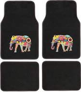 Car Plus Automattenset Indian Elephant Textiel Zwart 4-delig