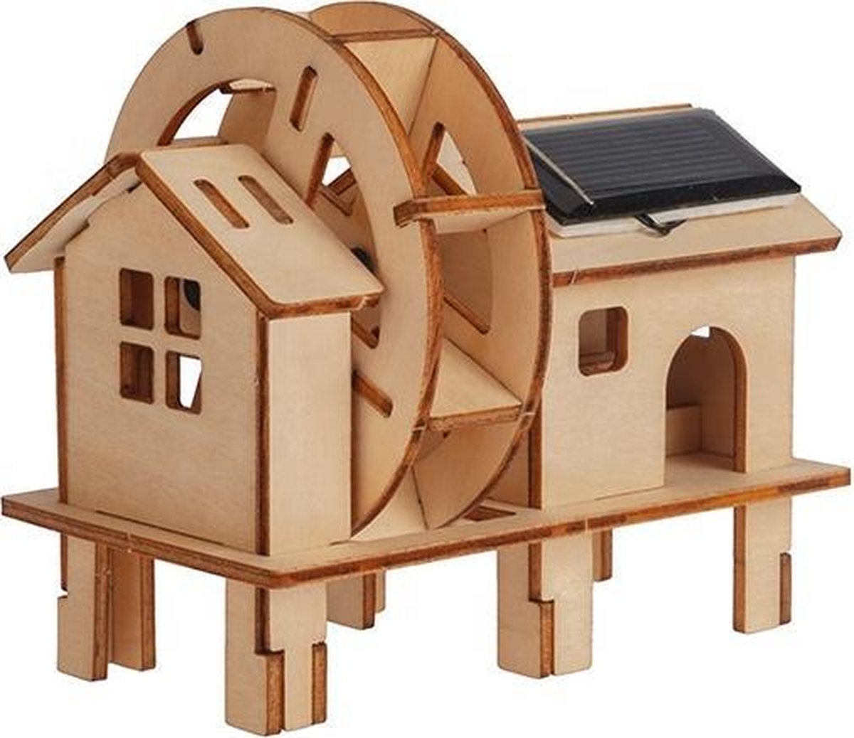 Houten Solar 3D Watermolen Puzzel op Zonneenergie Laser