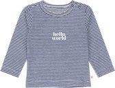 Little Label - baby shirt - stripe navy world - maat: 62 - bio-katoen